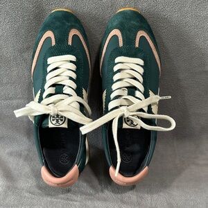 Tory Burch Bottle Green/Pink Moon Sneakers